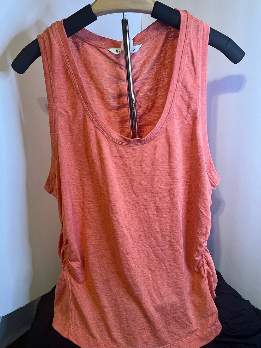 Athleta Breezy Ruched Scoop Neck Tank Top in Soft Persimmon Orange – Size XL